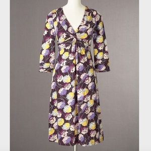 Boden Twist Front Jersey Dress Floral Purple - Sz 8R US, 12R UK